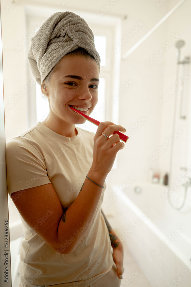 Cute teen took her webcam to the bathroom