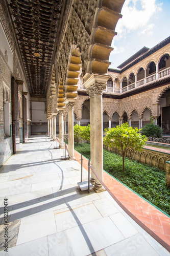 Patio de las Doncellas in Royal palace of Seville  Spain