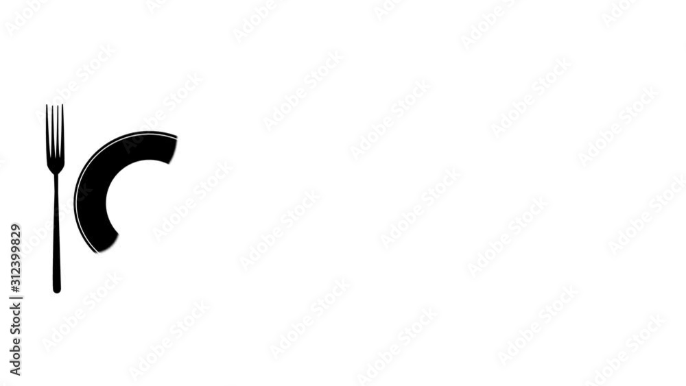 Empty white plate, cutlery, fork, knife top view. Self drawing line art sketch animation. Copy space for your design. White background. Empty white plate, cutlery, fork, knife top view. Self drawing line art sketch animation. Copy space for your design. White background.