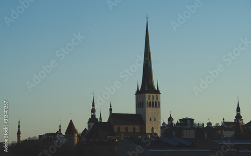 View of the old town and St. Olaf s Church in Tallinn