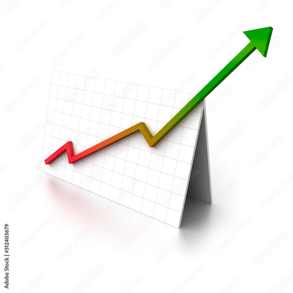Conceptual business graph, 3d rendering isolated on white Conceptual business graph, 3d rendering isolated on white