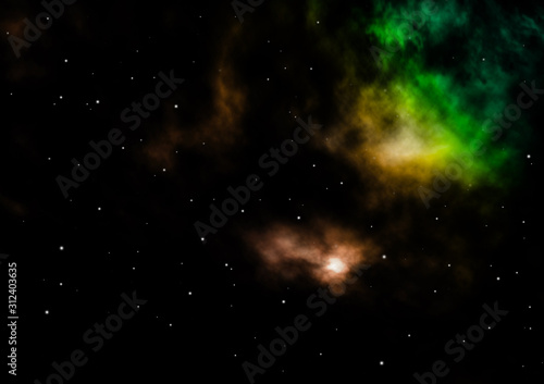 Being shone nebula and star field. 3D rendering © Anatolii