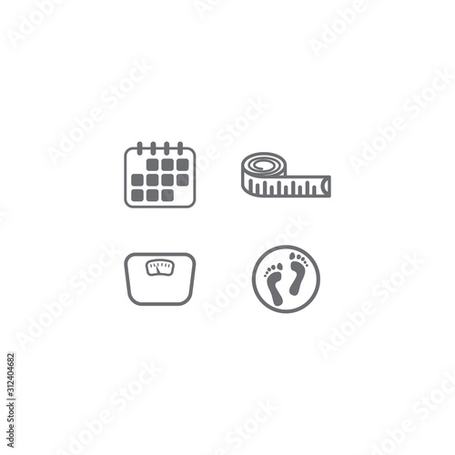 Age, weight, height, shoe number vector icon set