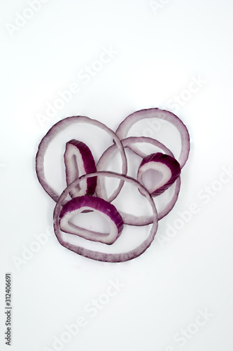 red onion on white background