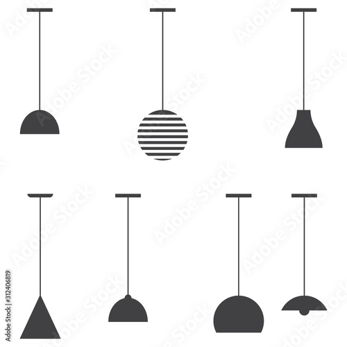 Set of ceiling lamp. Vector illustration.
