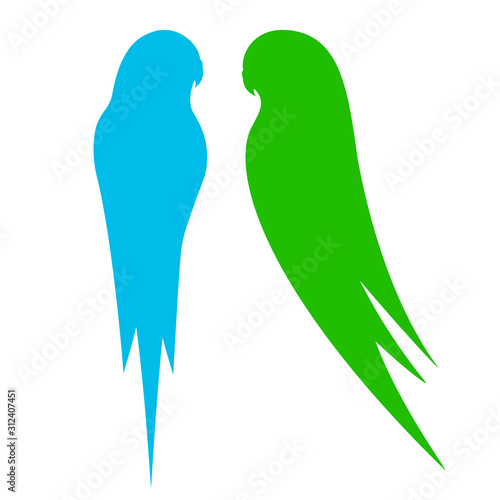 Budgerigars, budgies, parrots. Loving birds. Vector illustration