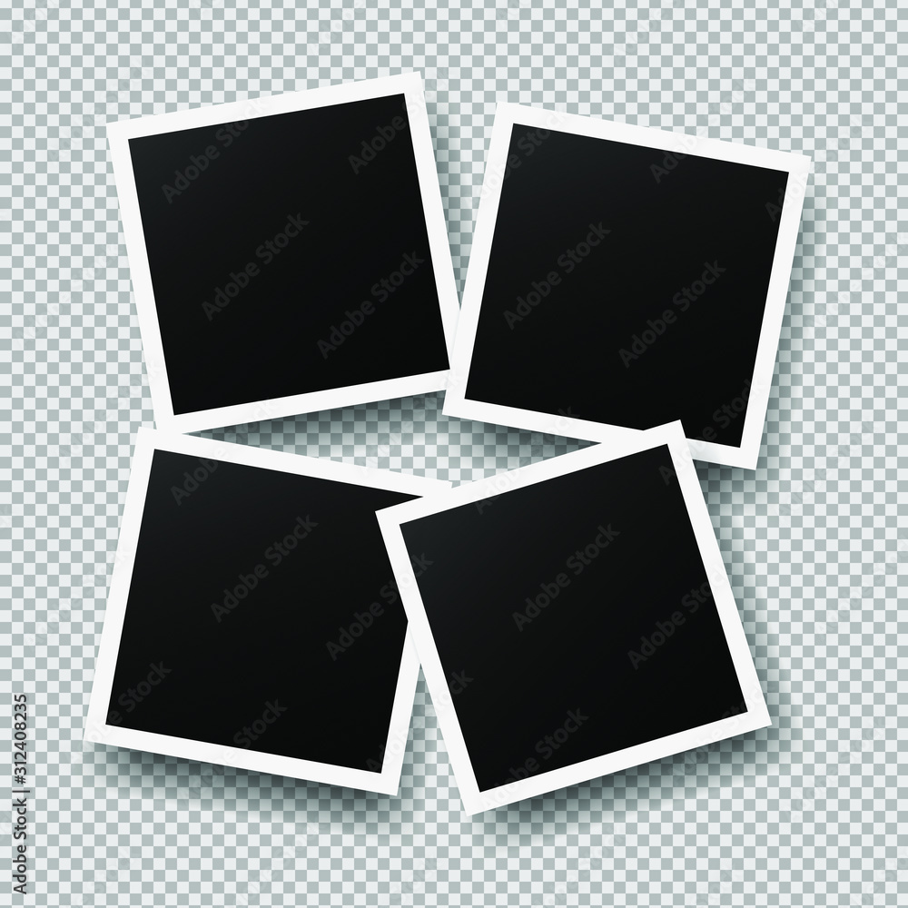Realistic photo frames in mockup style. Isolated blank for photo on transparent background. Empty photo card. Vector picture Realistic photo frames in mockup style. Isolated blank for photo on transparent background. Empty photo card. Vector picture