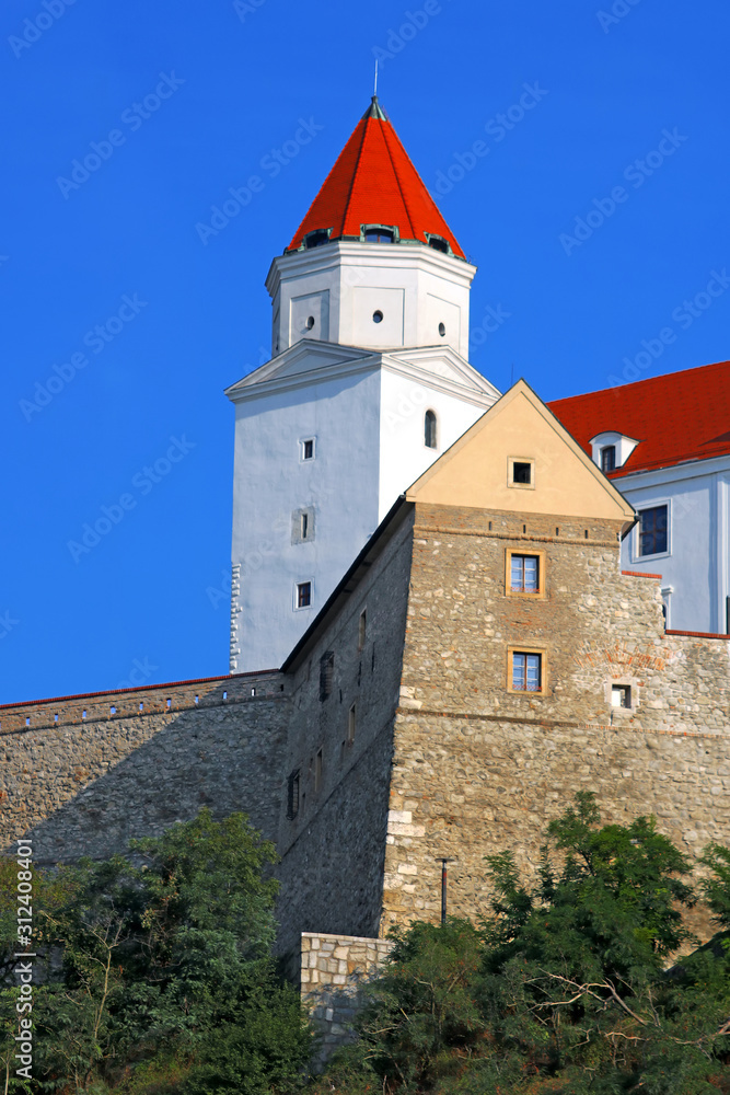 Part of famous Bratislava castle in Bratislava, the capital city of Slovak republic. The castle is on a hill above the old town