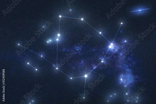 Fototapeta Naklejka Na Ścianę i Meble -  Ophiuchus constellation stars in outer space. Zodiac Sign Ophiuchus constellation lines. Elements of this image were furnished by NASA 