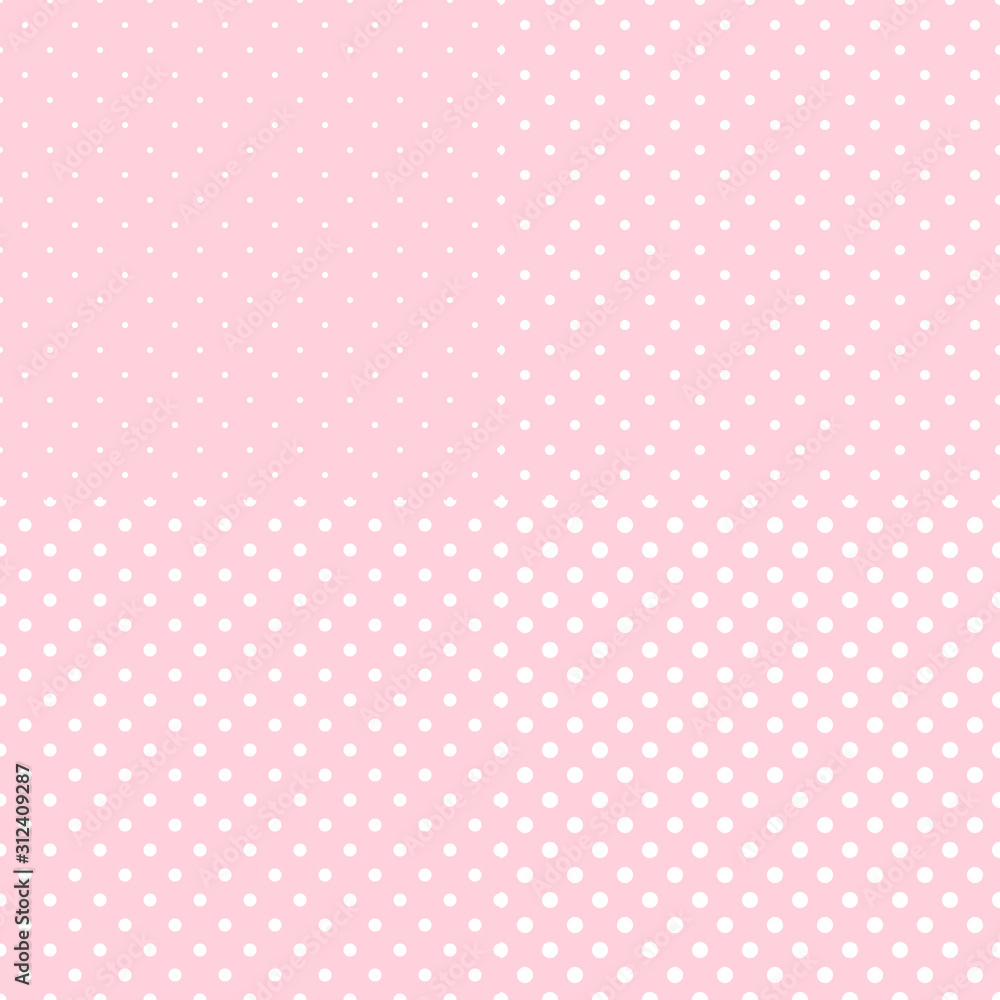 White peas on a pink background. Four seamless textures in polka dots of different sizes. White peas on a pink background. Four seamless textures in polka dots of different sizes.