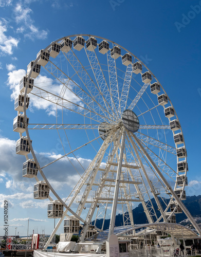 Ferris wheel attraction side view