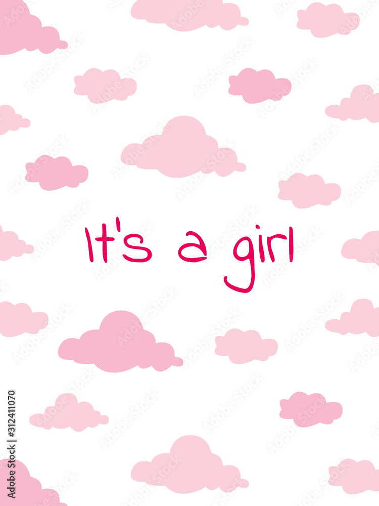 It's a girl card for baby shower. Funny, cute background for kid