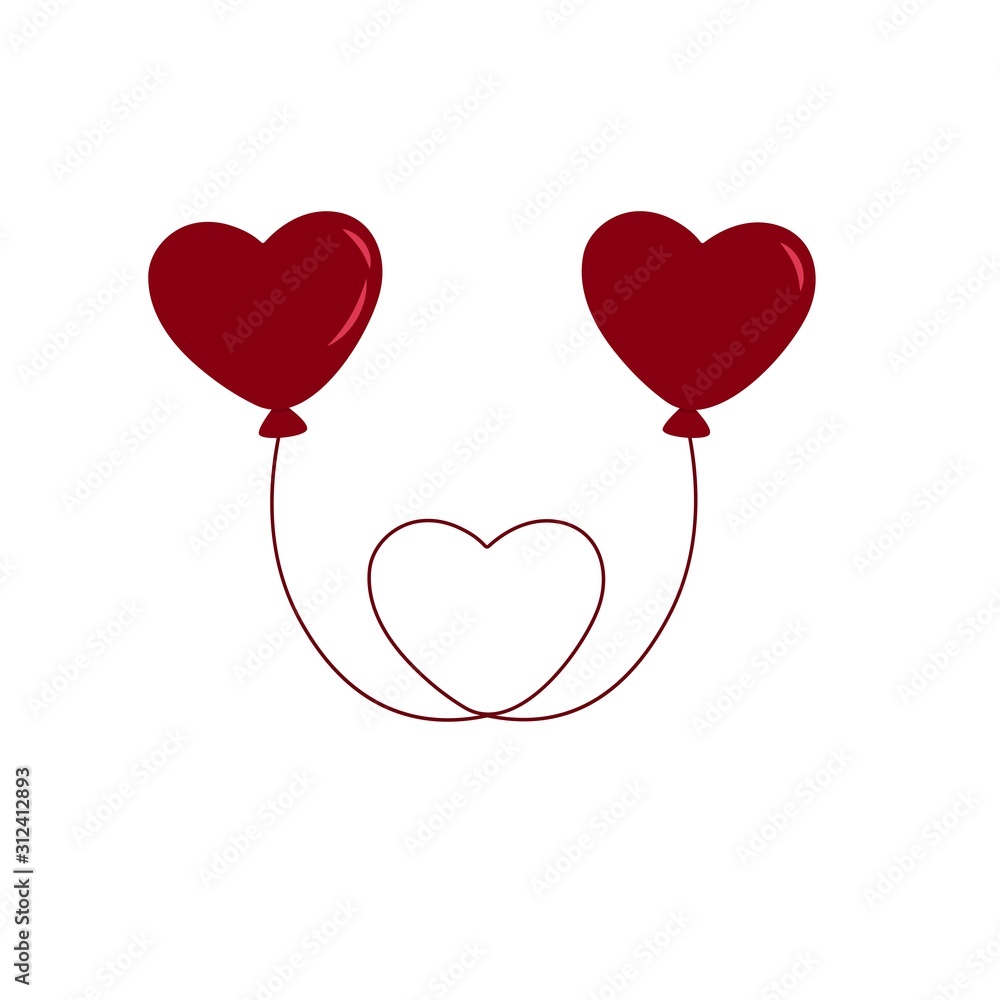 Balloons in the shape of a heart. Happy Valentines Day. Feast of love, February 14th. On white background vector