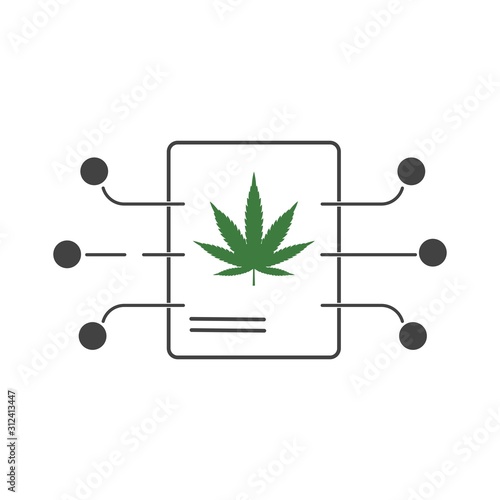 The properties of marijuana. Legalization. Vector icon isolated on white background.