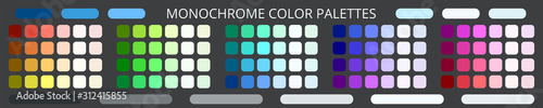 Monochrome color palettes. Set of flowers for design. Vector illustration