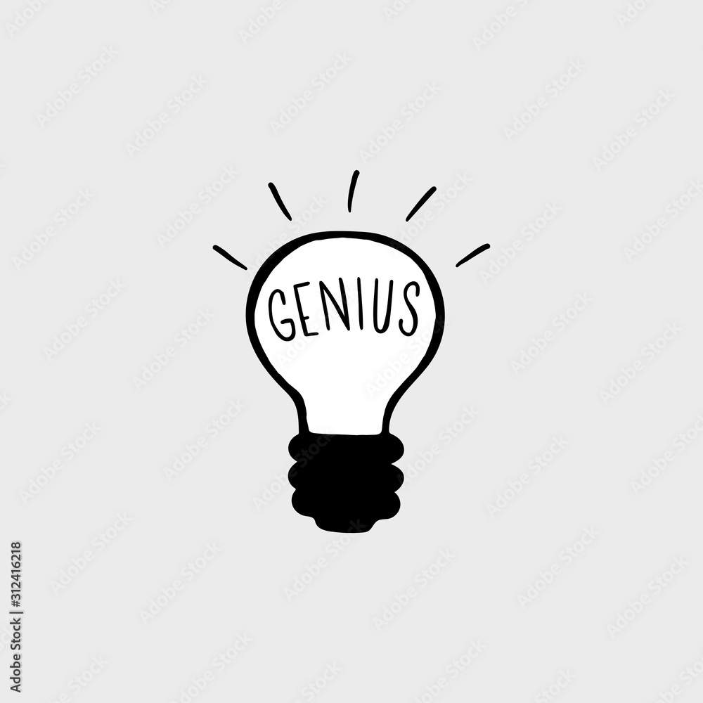 Light bulb with text genius in transparent Light bulb with text genius in transparent