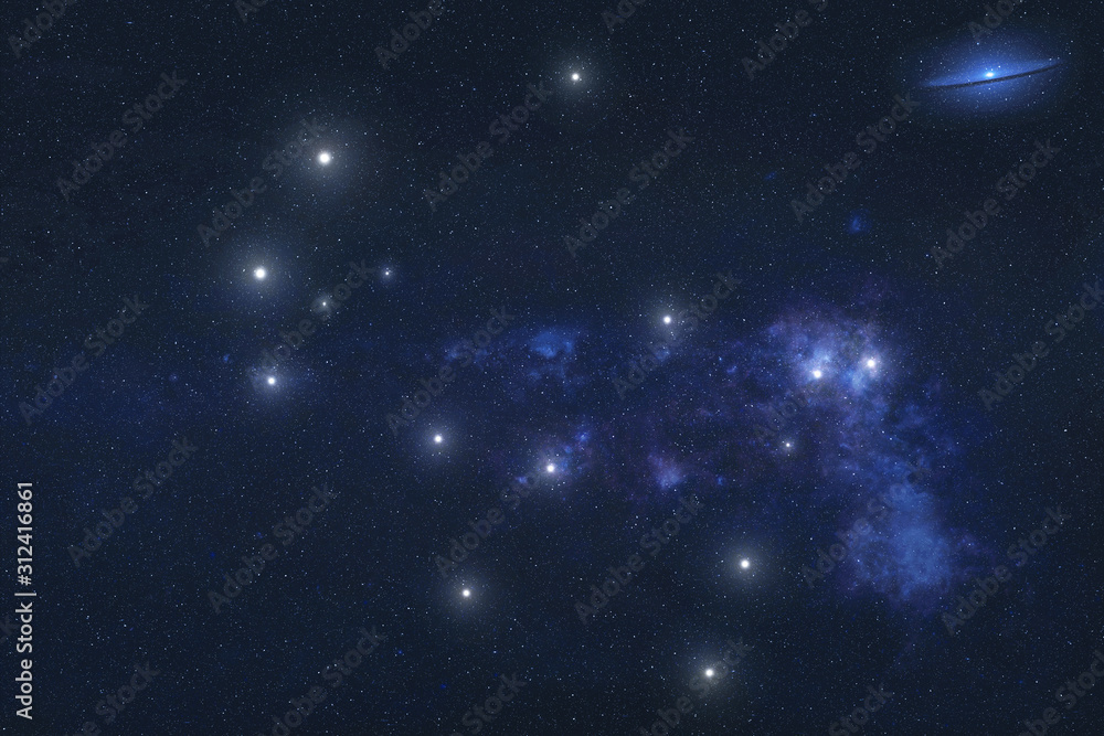 Gemini constellation stars in outer space. Zodiac Sign Gemini constellation stars. Elements of this image were furnished by NASA