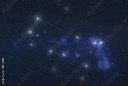 Gemini constellation stars in outer space. Zodiac Sign Gemini constellation lines. Elements of this image were furnished by NASA 
