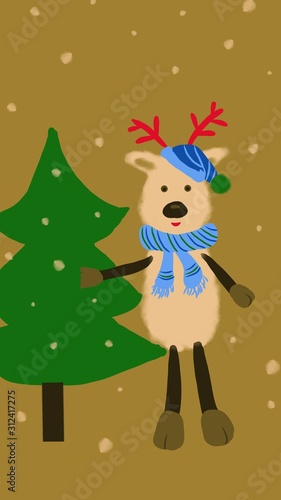 Wallpaper Mural reindeer and snowman Torontodigital.ca