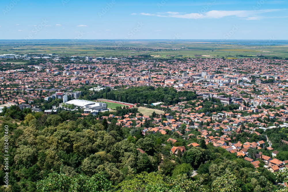 Panoramic view of the city of Vrsac, Serbia