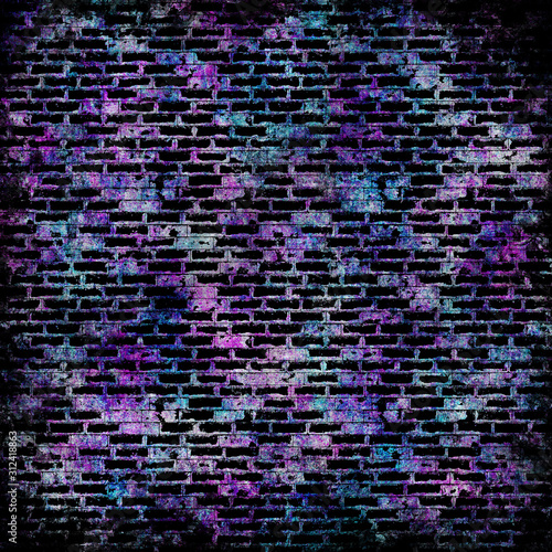 Brightly Colored and Textured Brick Wall Abstract Illustration