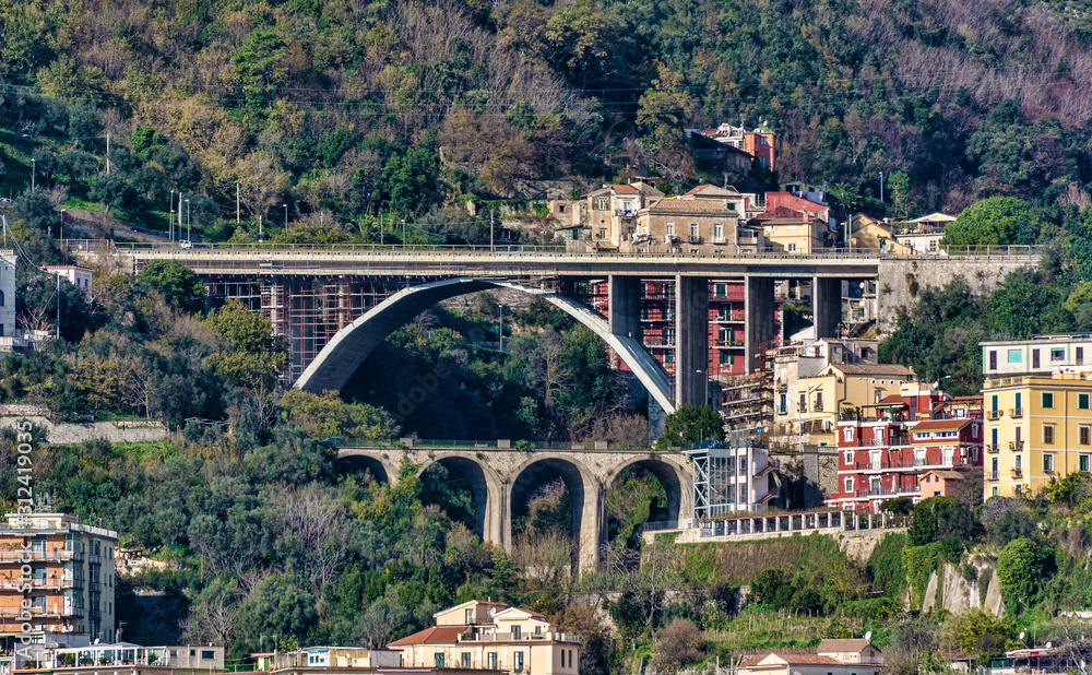 Fototapeta premium Large motorway bridge aerial view