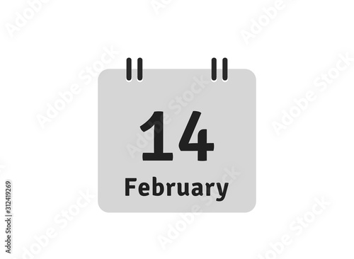 Calendar icon 14 february valentines day. Valentines day design element