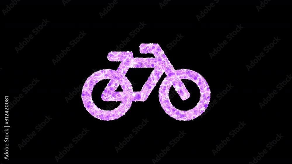Symbol bicycle shimmers in three colors: Purple, Green, Pink. In - Out loop. Alpha channel Premultiplied - Matted with color black Symbol bicycle shimmers in three colors: Purple, Green, Pink. In - Out loop. Alpha channel Premultiplied - Matted with color black