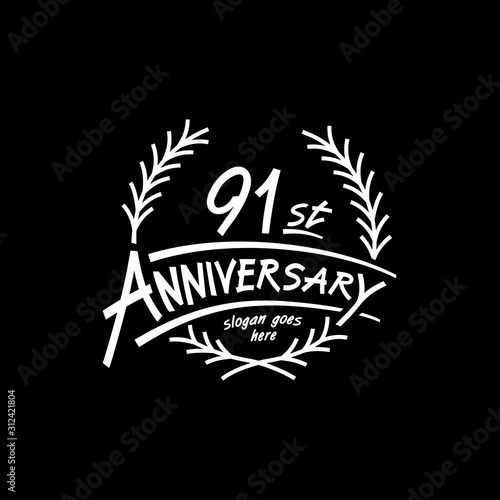 91 years design template. Vector and illustration. 91 years logo.