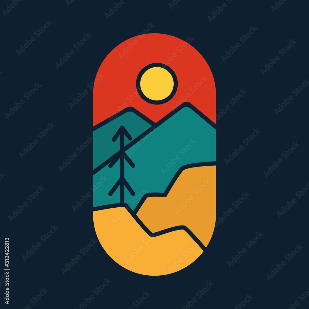 simple logo badge mountain design, for t-shirt prints, patches, emblems, posters, badges and labels and other uses simple logo badge mountain design, for t-shirt prints, patches, emblems, posters, badges and labels and other uses