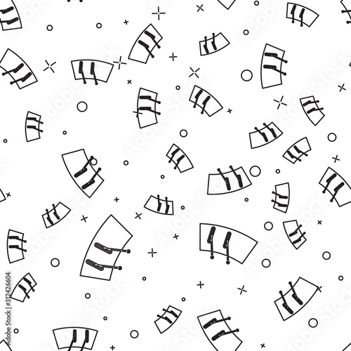 Black line Windscreen wiper icon isolated seamless pattern on white background. Vector Illustration