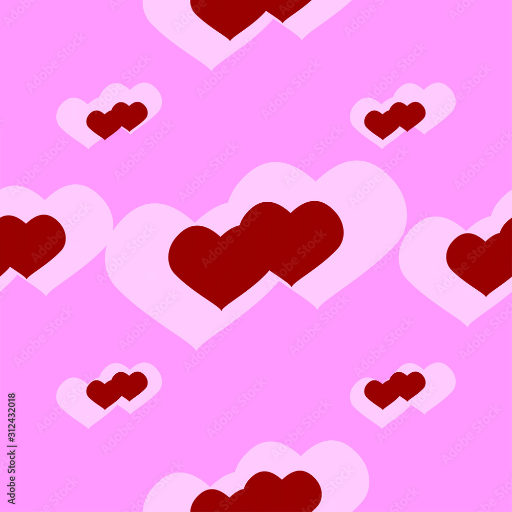Red hearts - seamless vector pattern, hearts pattern