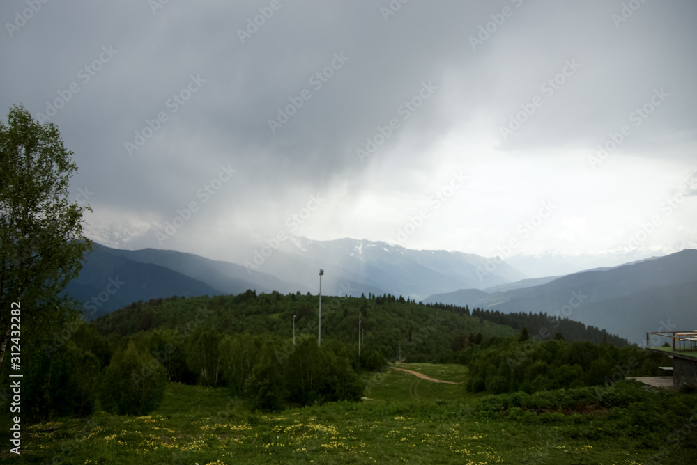 Fototapeta premium Landscape Georgian mountains green tourism