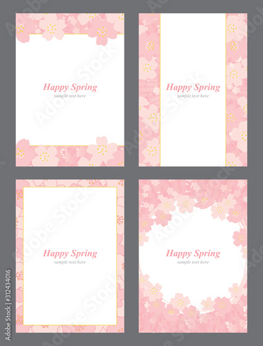 桜　春　背景　カード　イラストセット