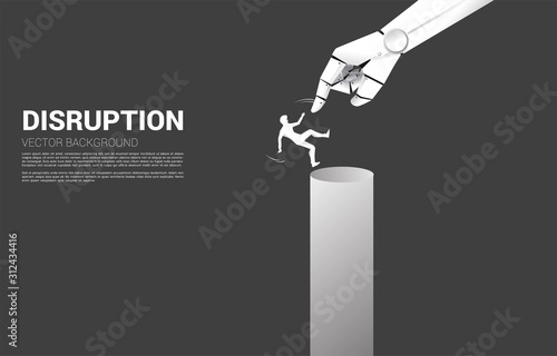 silhouette of businessman falling down from the bar chart. Concept for crisis from artificial intelligence business disruption