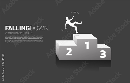 silhouette of businessman falling from podium. Concept for fail and accidental business