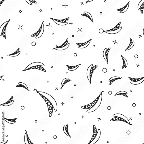 Black line Kidney beans icon isolated seamless pattern on white background. Vector Illustration