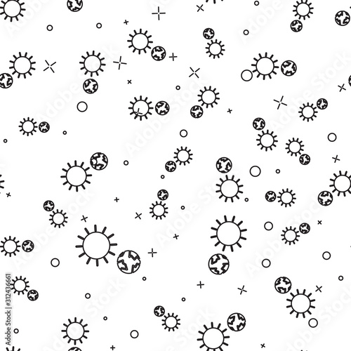 Black line Solstice icon isolated seamless pattern on white background. Vector Illustration