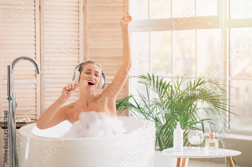 Beautiful young woman havin...