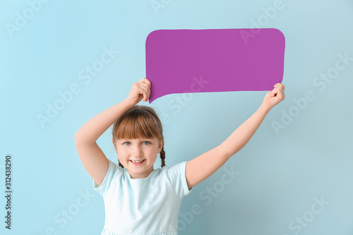 Cute little girl with blank...