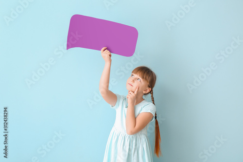 Cute little girl with blank...