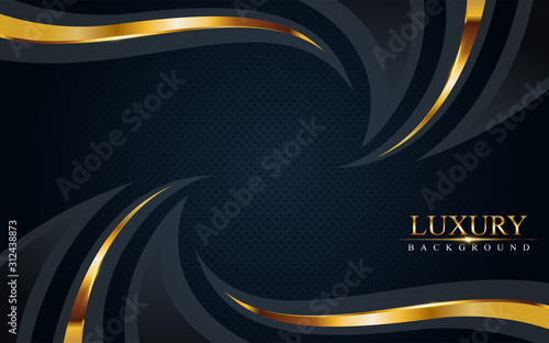 luxurious dark navy blue background with golden lines. Elegant modern background.