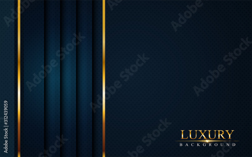luxurious dark navy blue background with golden lines. Elegant modern background.