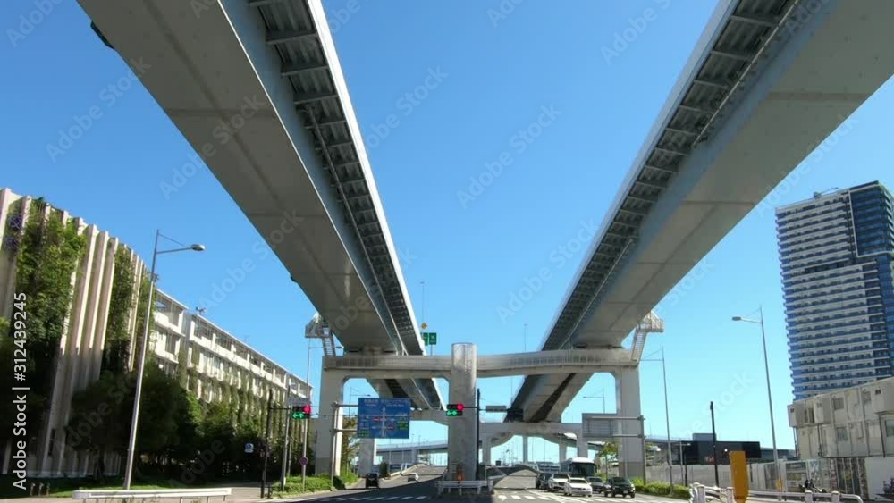Intersection under the rail for city traffic Intersection under the rail for city traffic