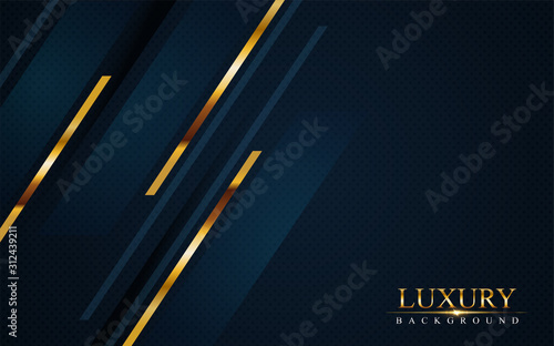 luxurious dark navy blue background with golden lines. Elegant modern background.