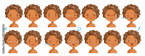 Curly hair face
