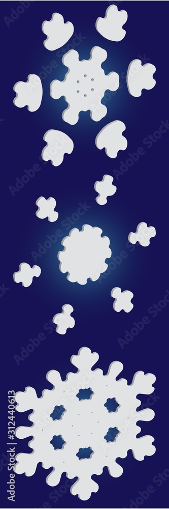 Set of isolated falling snowflakes on blue background. Set of isolated falling snowflakes on blue background.
