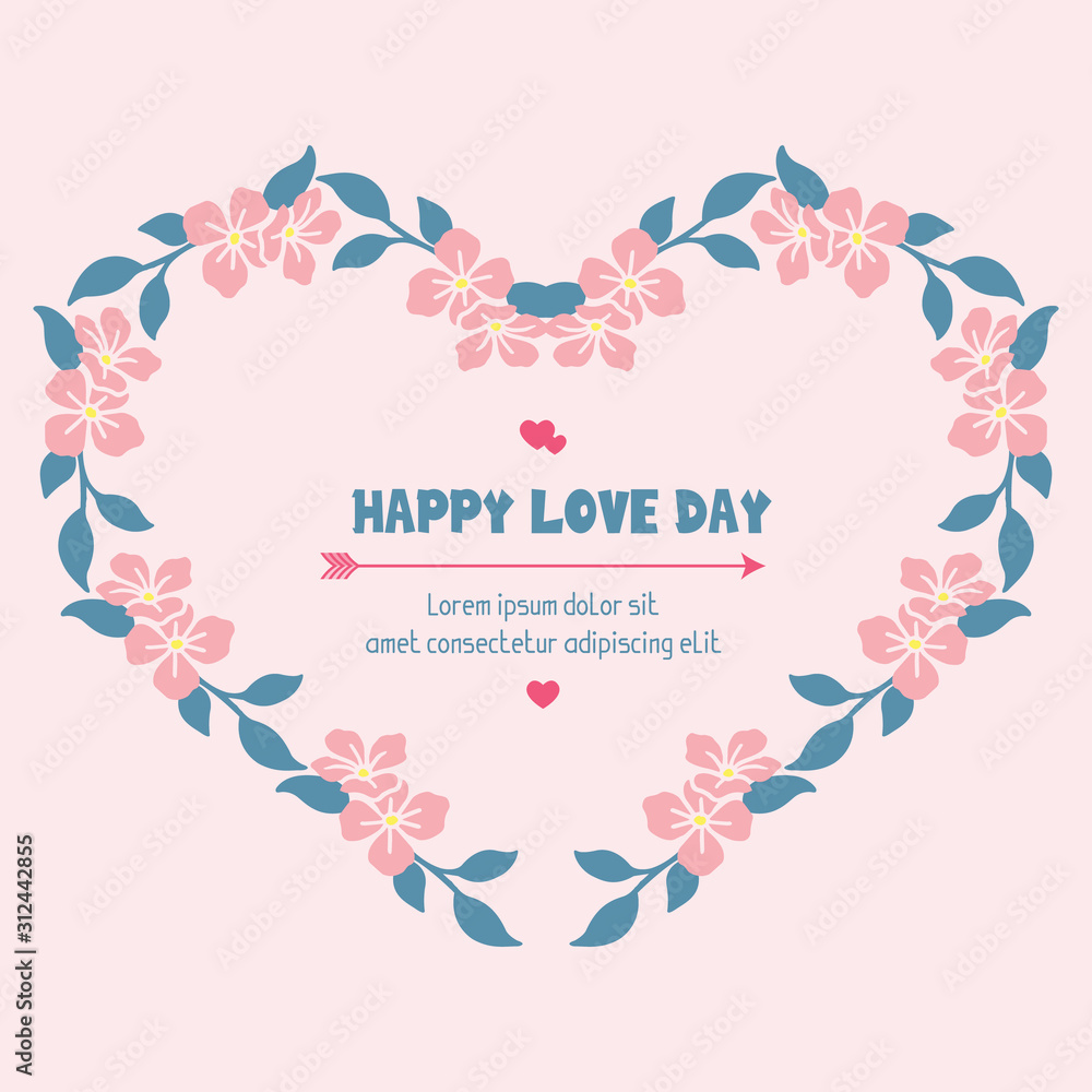 Antique Pattern shape of leaf and floral frame, with elegant pink background, for happy love day greeting card design. Vector Antique Pattern shape of leaf and floral frame, with elegant pink background, for happy love day greeting card design. Vector