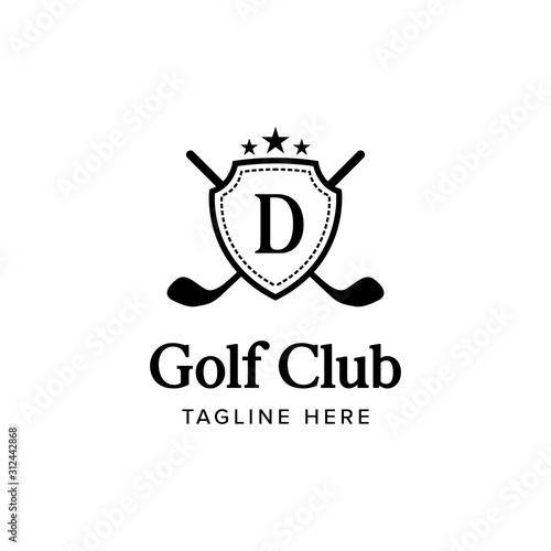 Vintage golf club emblem logo iconic. Branding for golf clubs, course, tournament, games, championship, contest, accessories, equipment, etc. Isolated logo inspiration. Graphic designs