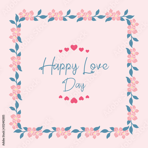 Antique Pattern shape of leaf and floral frame, with elegant pink background, for happy love day greeting card design. Vector © StockFloral